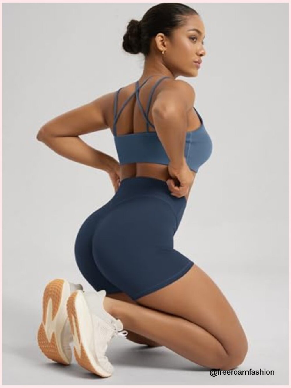 Hidden Scrunch Butt Lifting Shorts 5in Inseam High Waist Yoga Biker Shorts - Picture 2 of 6